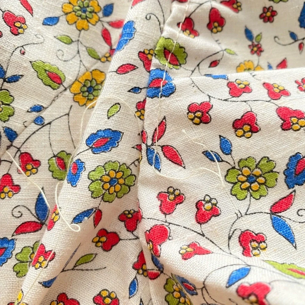Vintage - 1970’s Handmade Cream Cotton Floral Day Dress - Picture 8 of 9